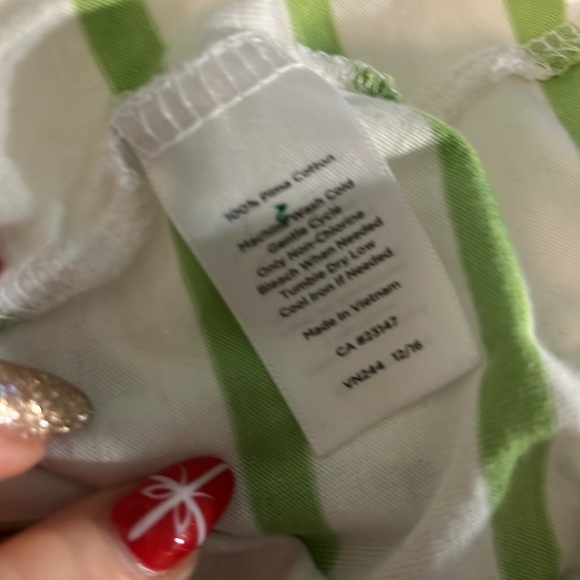 Two 2 Scalloped Neck Tee Shirts 100% Pima Cotton Size 2X White NWT Striped Green - Picture 12 of 12